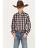 Image #1 - Cinch Boys' Plaid Print Long Sleeve Button-Down Shirt, Brown, hi-res