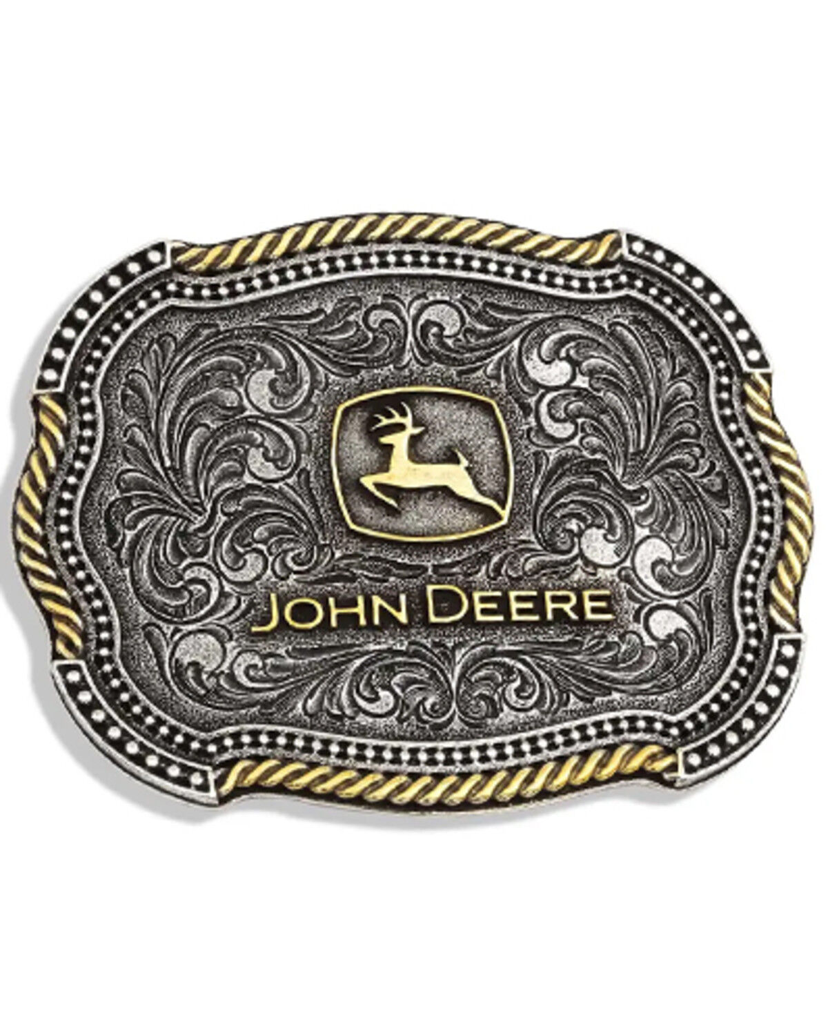 Image #1 - Montana Silversmiths Men's John Deere Scalloped Duo Belt Buckle, Silver, hi-res