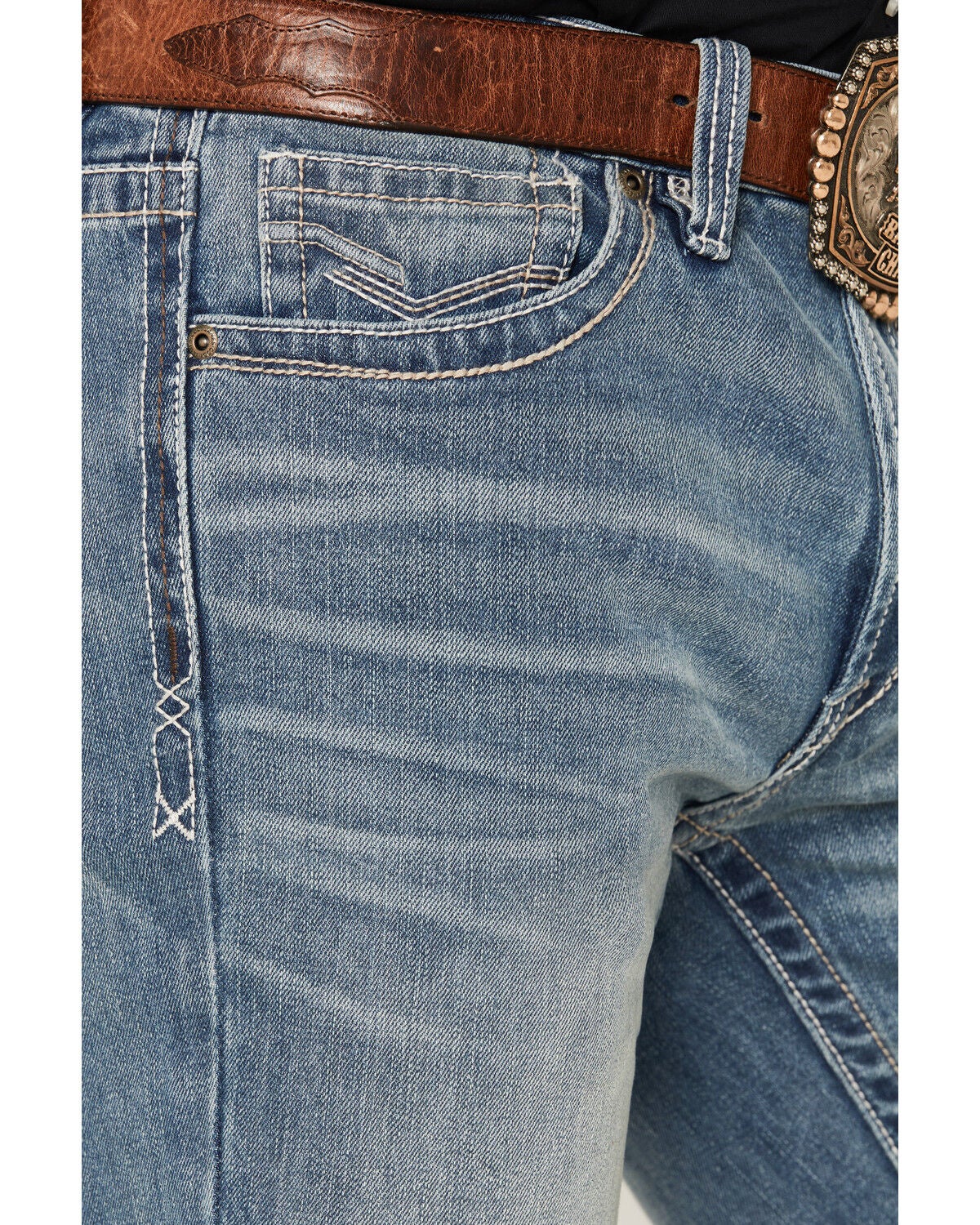Image #2 - Cody James Men's Kansas Light Wash Wyatt Slim Bootcut Stretch Denim Jeans, Light Wash, hi-res