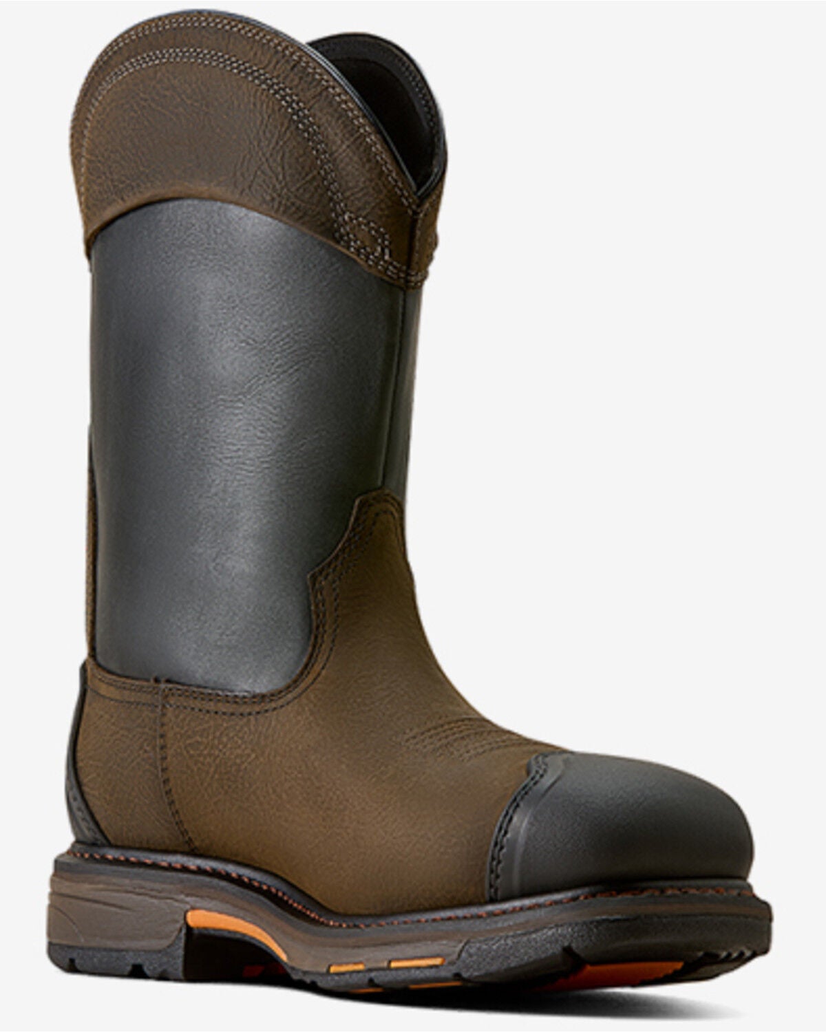 Ariat Men's WorkHog &reg; Full Boar Waterproof Pull-On Work Boots - Composite Toe, Brown, hi-res