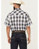 Image #4 - Ely Walker Men's Plaid Print Short Sleeve Snap Western Shirt, Navy, hi-res