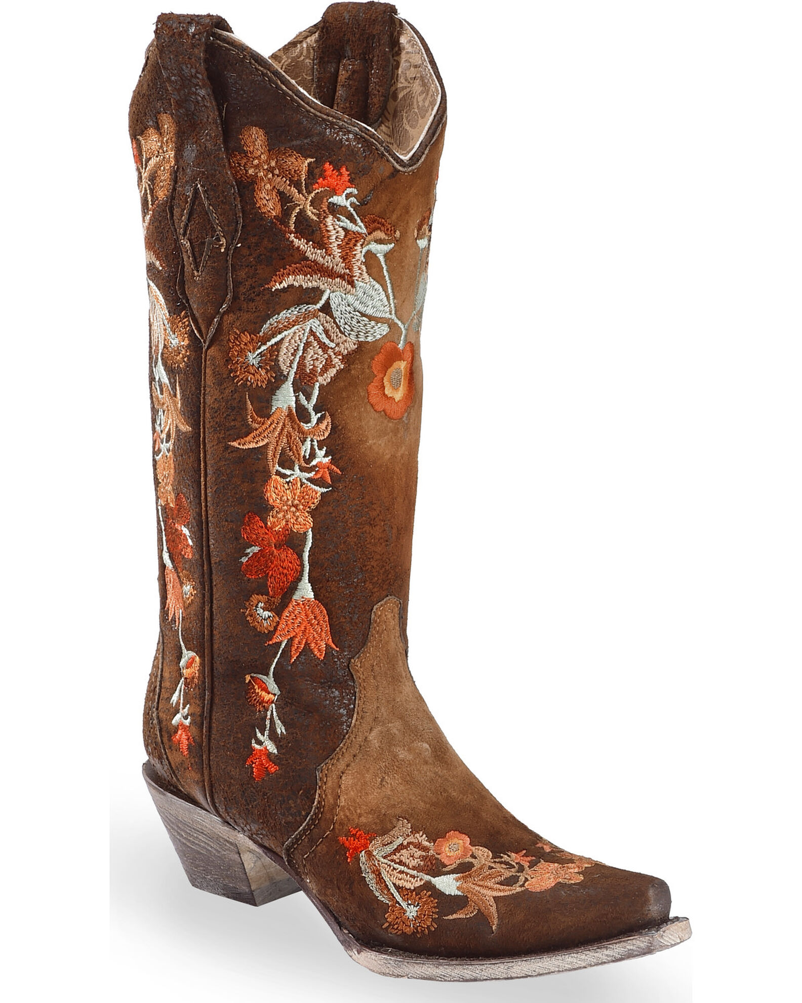 Corral Women s Floral Embroidered Lamb Western Boots Snip Toe Sheplers