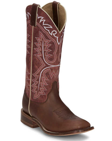 Justin Women's Stella Western Boots - Broad Square Toe , Brown, hi-res
