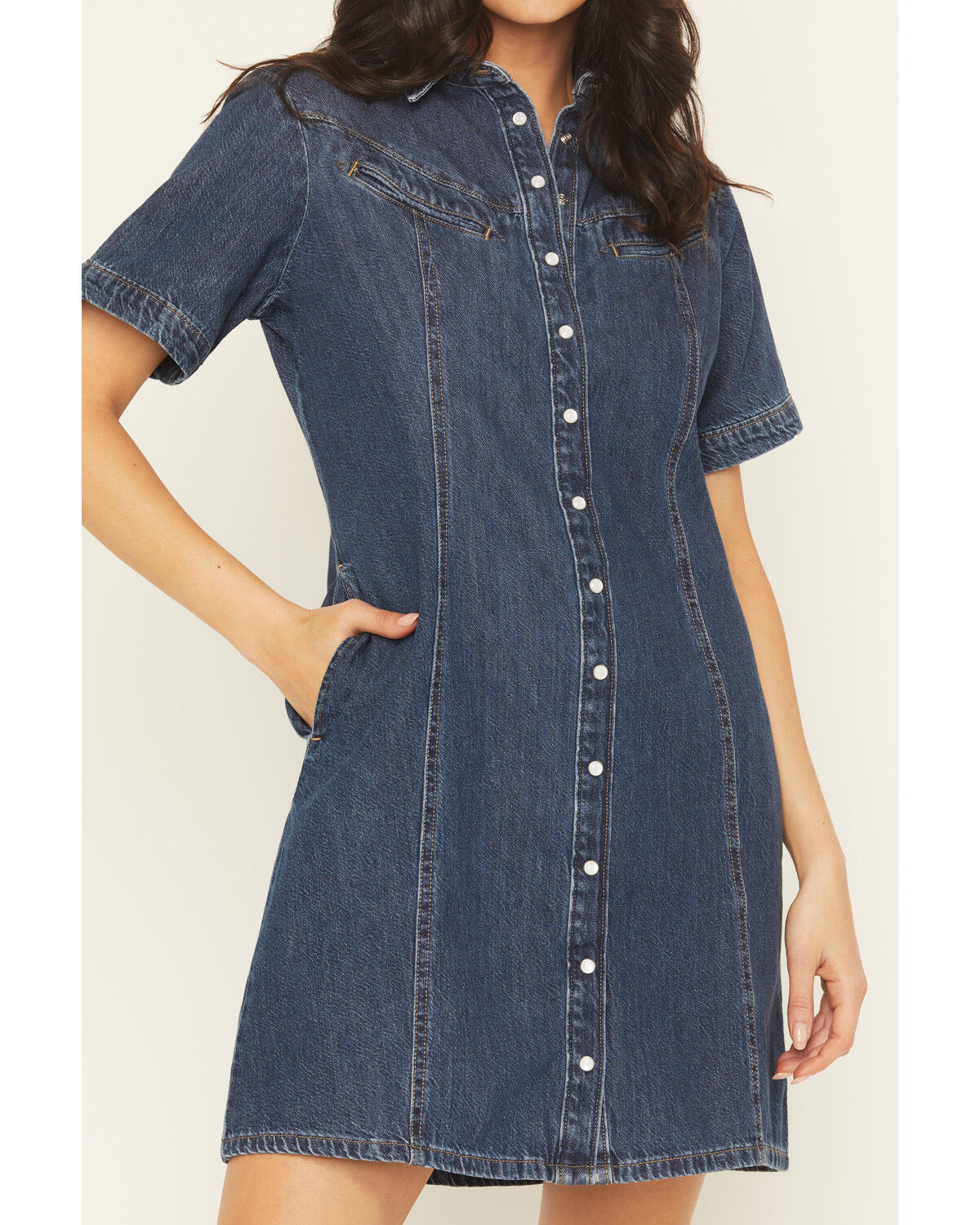 Image #3 - Levi's Premium Women's Rinoa Dark Wash Short Sleeve Denim Mini Dress, Dark Wash, hi-res