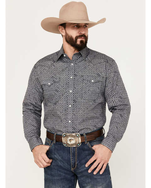 Image #1 - Rough Stock by Panhandle Men's Paisley Geo Print Long Sleeve Western Pearl Snap Shirt, , hi-res