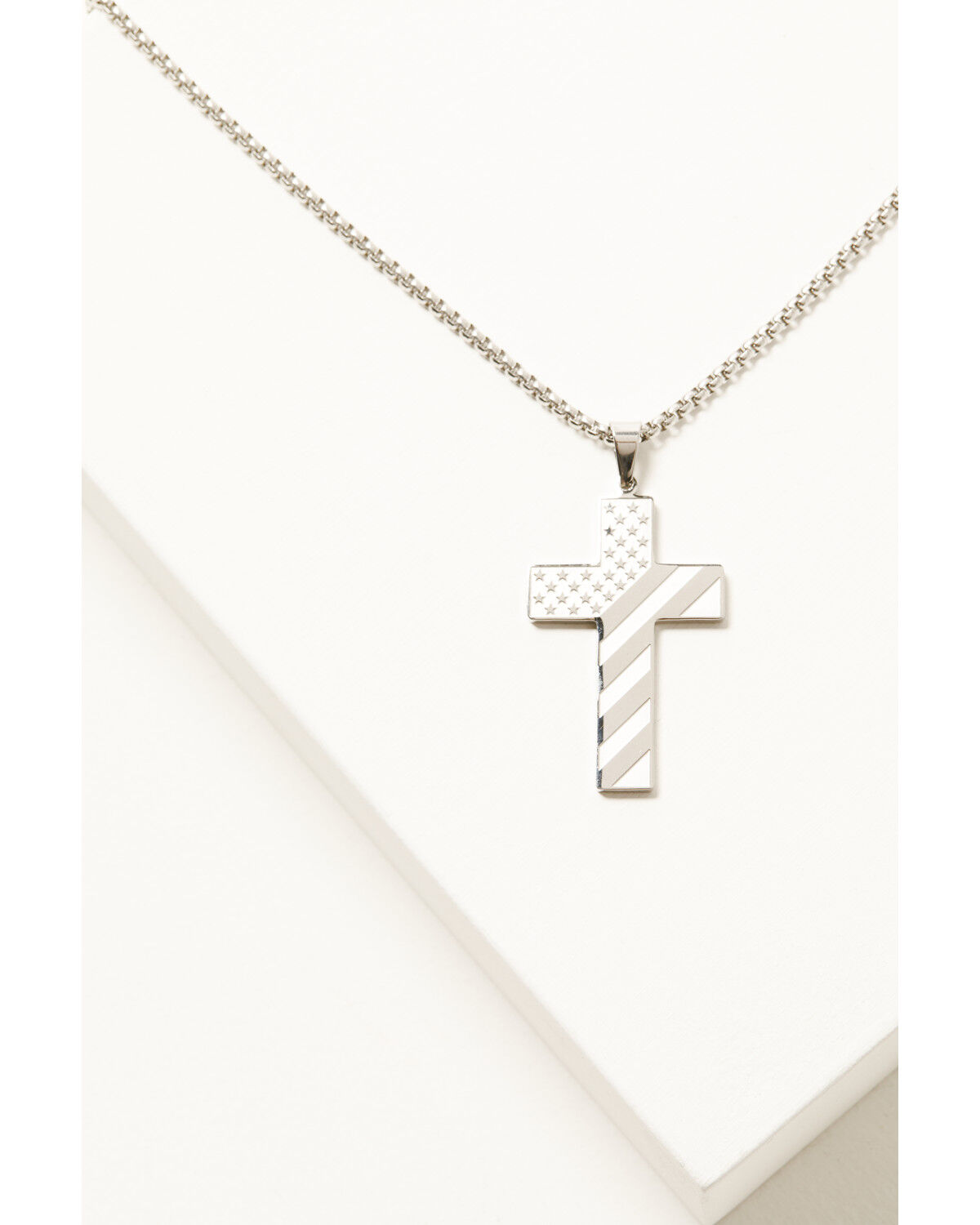Image #1 - Cody James Men's Americana Cross Necklace, Silver, hi-res