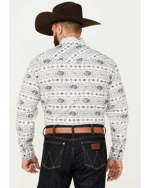Image #4 - Rough Stock by Panhandle Men's Southwestern Print Ripstop Long Sleeve Snap Performance Western Shirt, White, hi-res