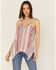 Cotton & Rye Women's Mixed Stripe Print Hanky Hem Tank Top, Red, hi-res