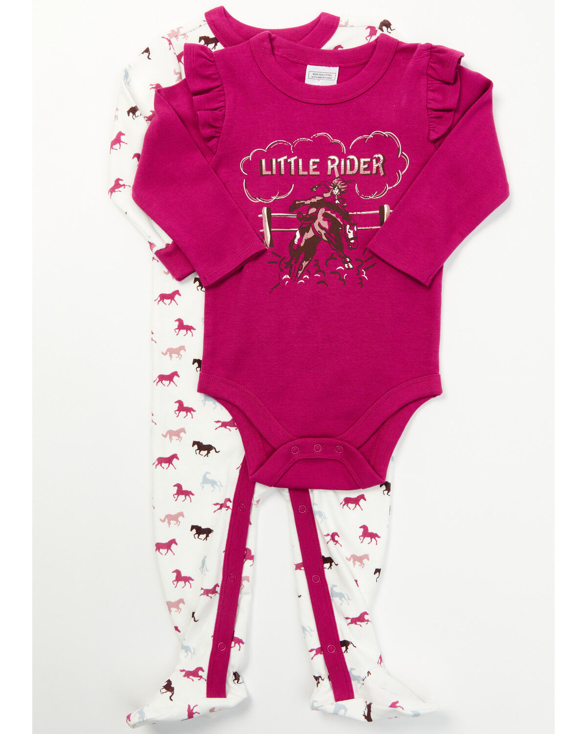 Image #1 - Shyanne Infant Girls' Little Rider Onesie 2-Piece Pajama Set, Fuchsia, hi-res