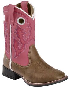 Laredo Children's Pink Stitched Cowgirl Boots, Tan, hi-res