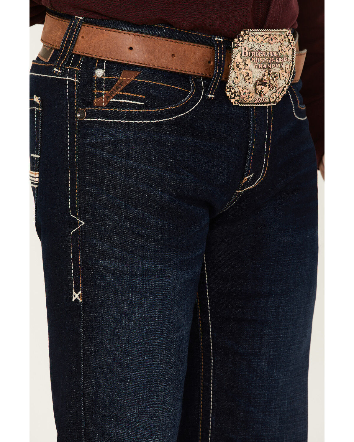 Image #2 - Ariat Men's M7 Rockport Ranger Dark Wash Slim Straight Jeans, Blue, hi-res