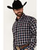 Image #2 - Cinch Men's Plaid Print Long Sleeve Button-Down Western Shirt, Navy, hi-res