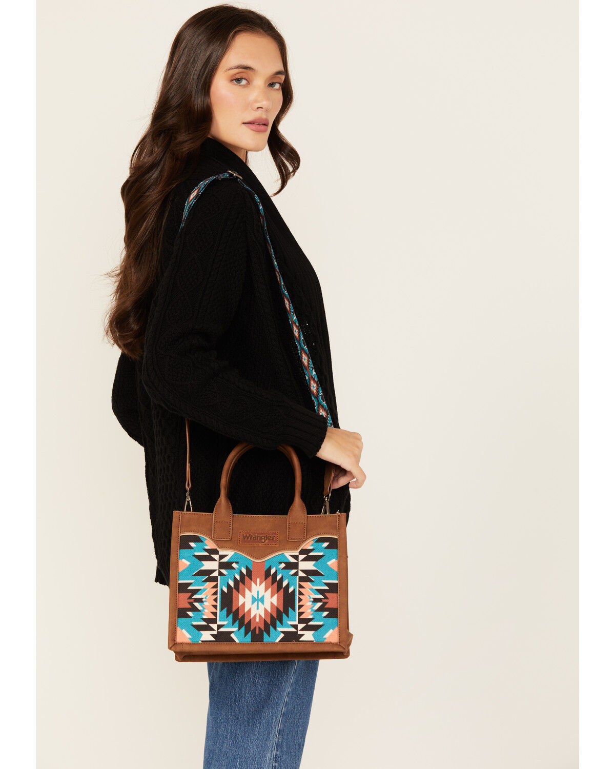 Image #1 - Wrangler X Boot Barn Women's Southwestern Print Crossbody Bag, Turquoise, hi-res