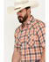 Ely Walker Men's Plaid Print Short Sleeve Pearl Snap Western Shirt , Orange, hi-res