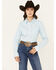 Image #1 - Wrangler Retro Women's Solid Long Sleeve Button-Down Stretch Western Shirt, Light Blue, hi-res
