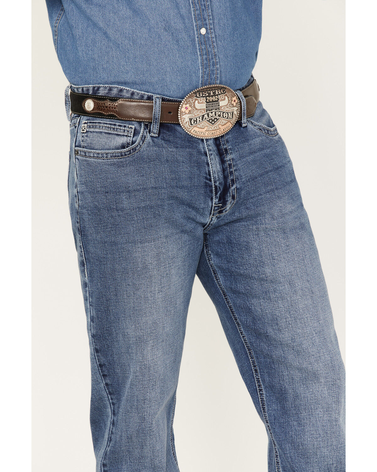 Image #4 - Hooey Men's Double Barrel Medium Wash Stackable Bootleg Jeans, Medium Wash, hi-res