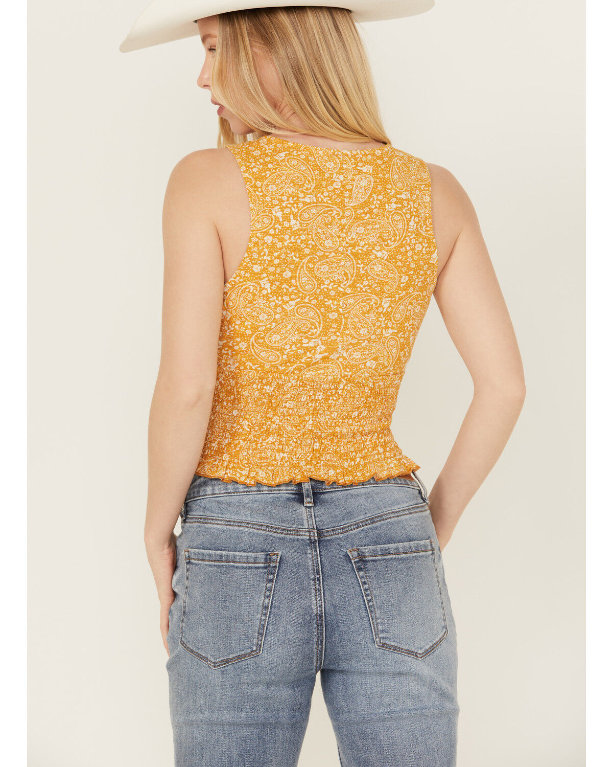 Image #4 - Bila Women's Ditsy Floral Print Cropped Tank Top, Orange, hi-res