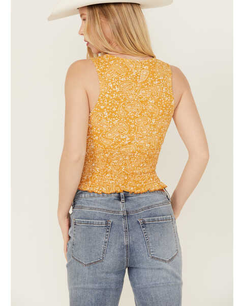 Image #4 - Bila Women's Ditsy Floral Print Cropped Tank Top  , Orange, hi-res