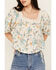 Image #3 - Wild Moss Women's Floral Print Long Sleeve Peasant Top, Ivory, hi-res