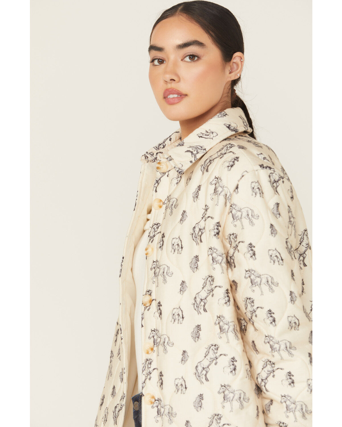 Blue B Women's Quilted Horse Print Button-Down Jacket | Sheplers Blue B Women's Quilted Horse Print Button-Down Jacket | Sheplers