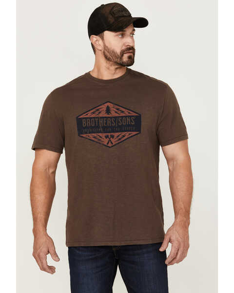 Brothers and Sons Men's Weathered Diamond Logo Slub Graphic T-Shirt , Brown, hi-res
