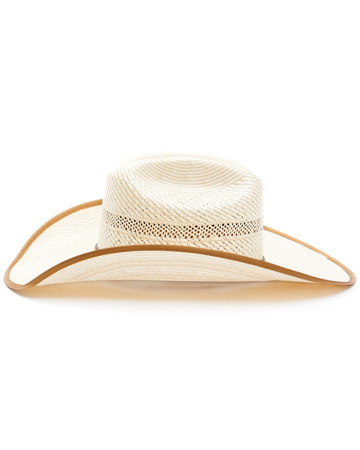 Image #3 - Justin Men's Ivory & Tan Owens Shantung Straw Western Hat, Ivory, hi-res