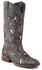 Roper Women's Fancy Silver Inlay Western Boots - Square Toe, Brown, hi-res