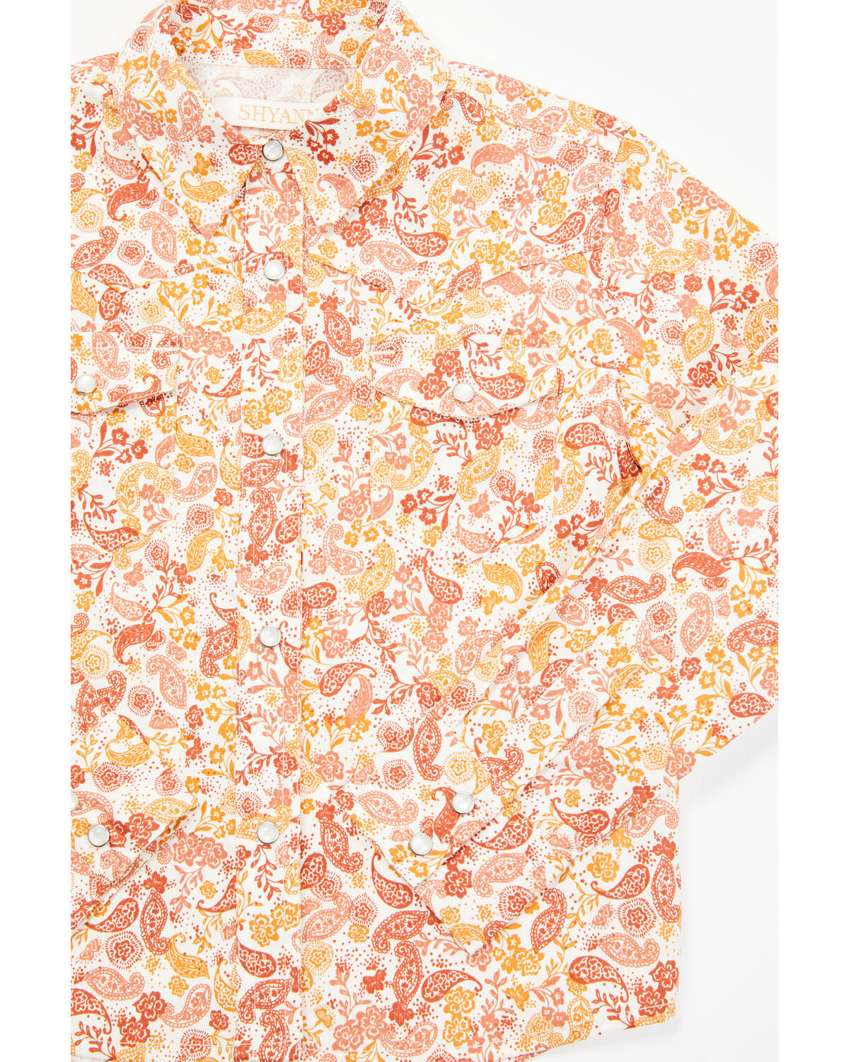 Image #2 - Shyanne Toddler Girls' Ash Floral Print Long Sleeve Pearl Snap Stretch Western Shirt, Gold, hi-res