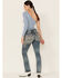 Vigoss Women's Mid Straight Vintage V-Pocket Denim Jeans, Blue, hi-res