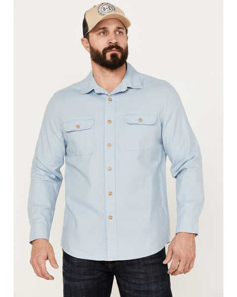 Image #1 - Pendleton Men's Beach Shack Solid Long Sleeve Button-Down Western Shirt, Blue, hi-res