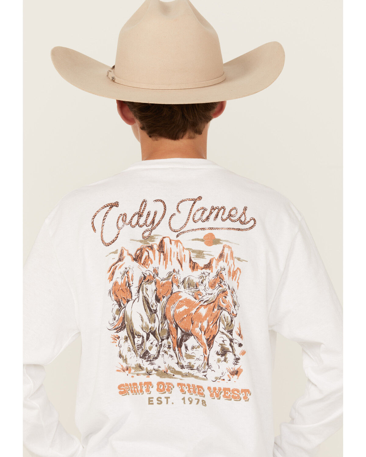 Image #4 - Cody James Boys' Western Spirit Long Sleeve Graphic T-Shirt, White, hi-res