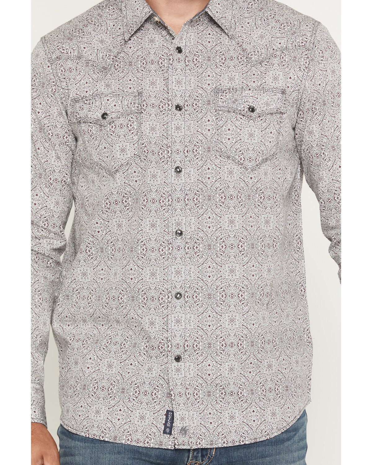 Image #3 - Moonshine Spirit&reg; Men's Fam Club Medallion Print Long Sleeve Snap Western Shirt, White, hi-res