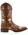 Botas Caborca For Liberty Black Women's Floral Embroidered Western Boots - Square Toe, Tan, hi-res