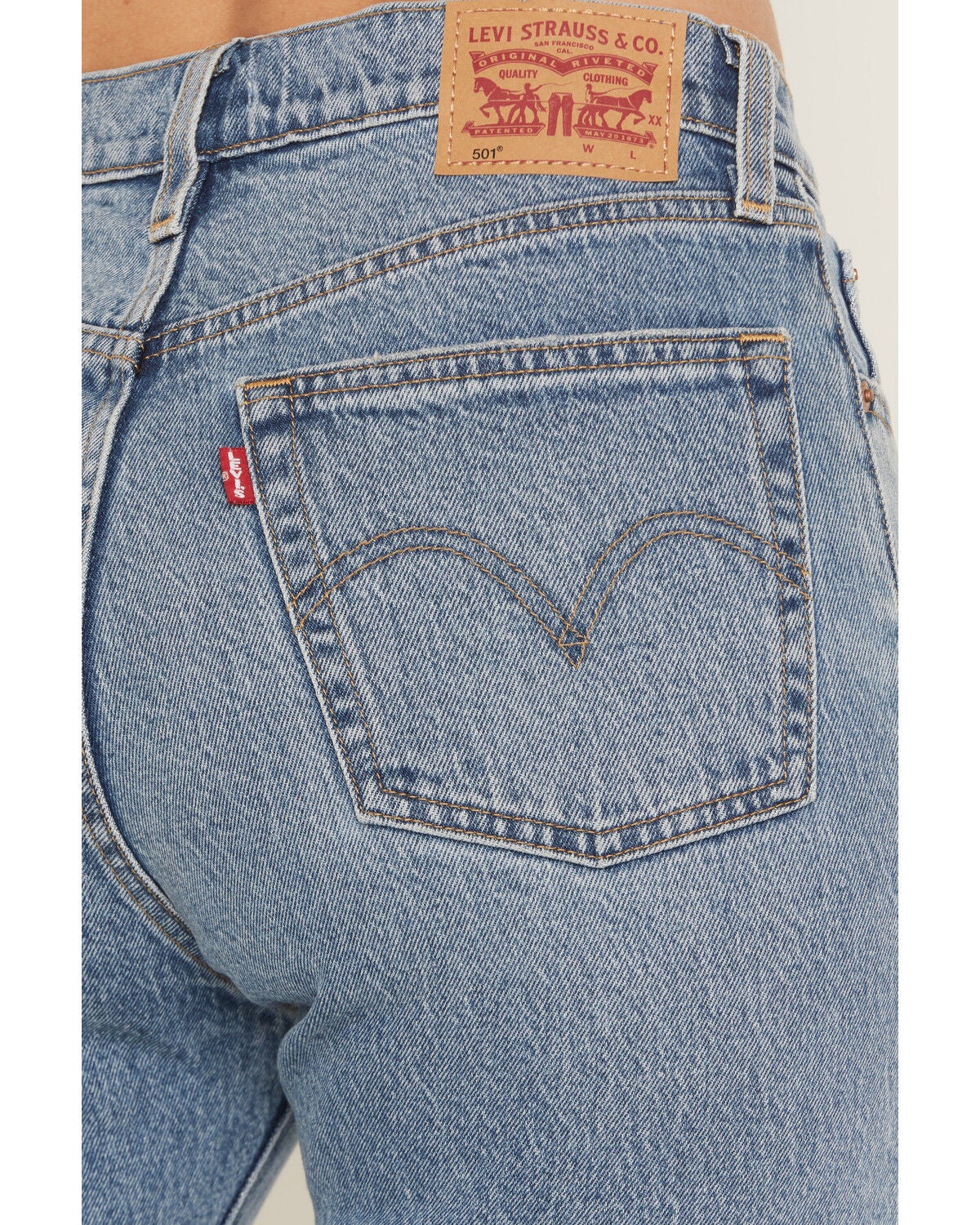 Image #4 - Levi's Women's 501 Medium Wash High Rise Straight Leg Stretch Denim Jeans, Medium Wash, hi-res
