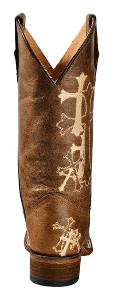 Circle G Women's Cross Embroidered Western Boots - Square Toe, Chocolate, hi-res