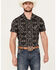 Rock & Roll Denim Men's Southwestern Print Stretch Short Sleeve Pearl Snap Western Shirt, Charcoal, hi-res