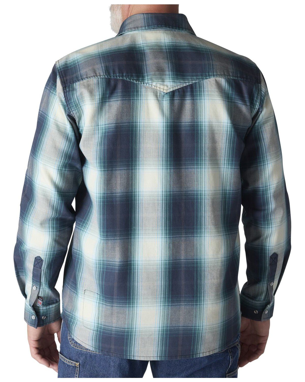 Image #2 - Carhartt Men's FR Montana Plaid Print Relaxed Fit Midweight Twill Long Sleeve Snap Work Shirt, Navy, hi-res
