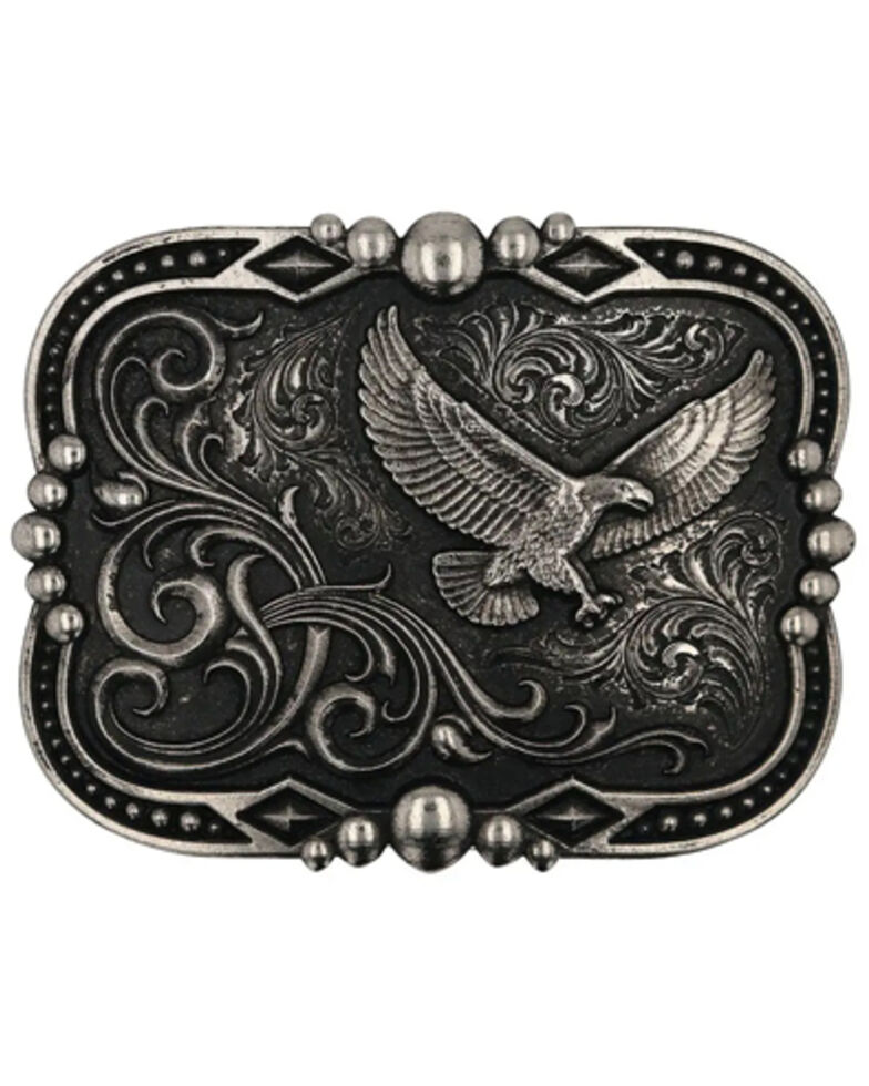 Montana Silversmiths Men's Gunmetal Soaring Eagle Framed Belt Buckle, No Color, hi-res