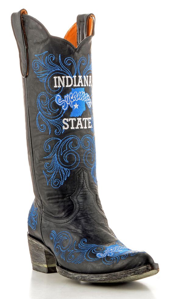 Gameday Indiana State University Cowgirl Boots - Pointed Toe, Black, hi-res