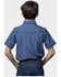 Image #2 - Ferrell Boys' Core Tek Solid Short Sleeve Pearl Snap Performance Western Shirt, Blue, hi-res