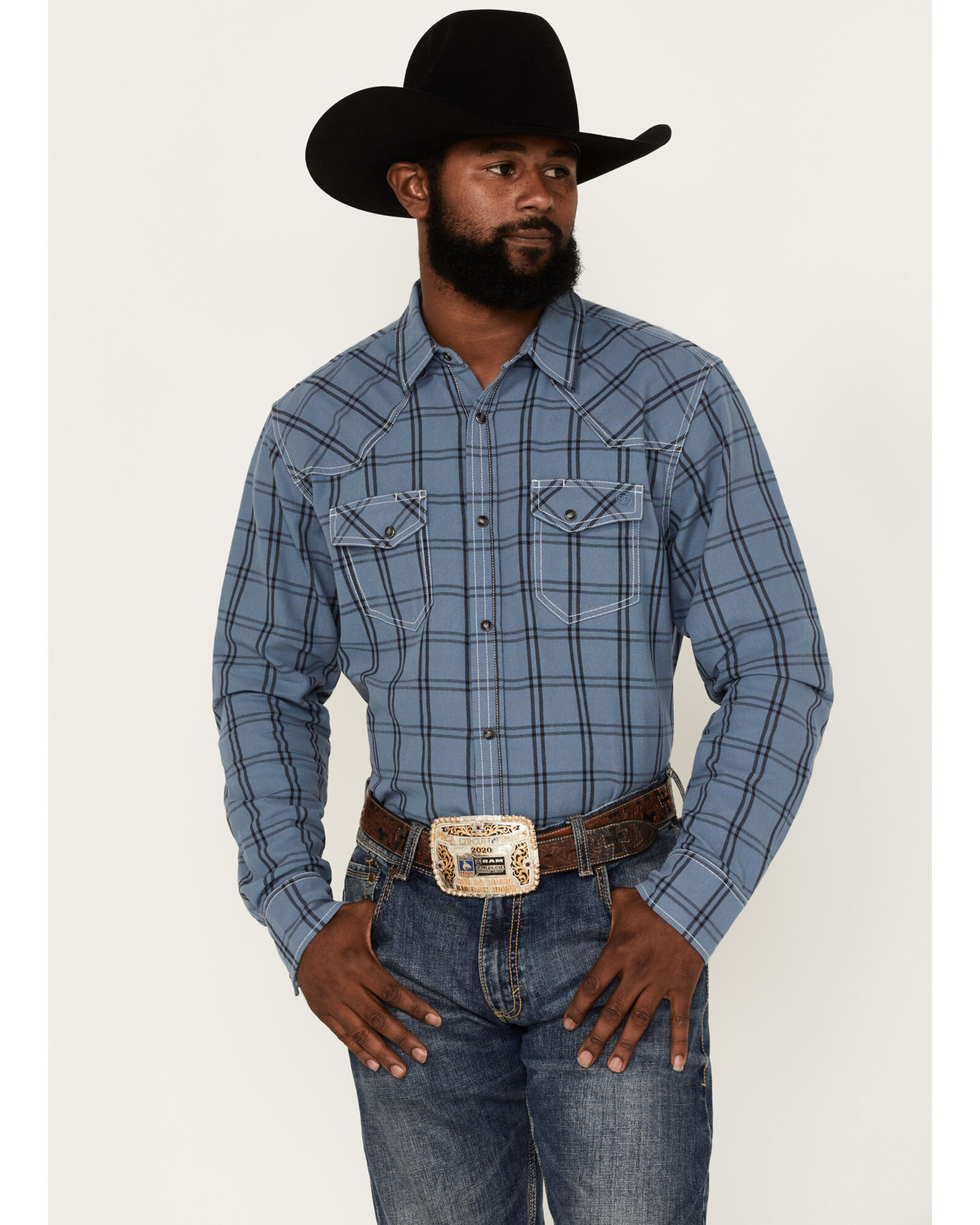 Blue plaid outlet western shirt