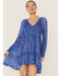 Image #4 - Beyond The Radar Women's Long Sleeve Knit Mini Dress, Blue, hi-res