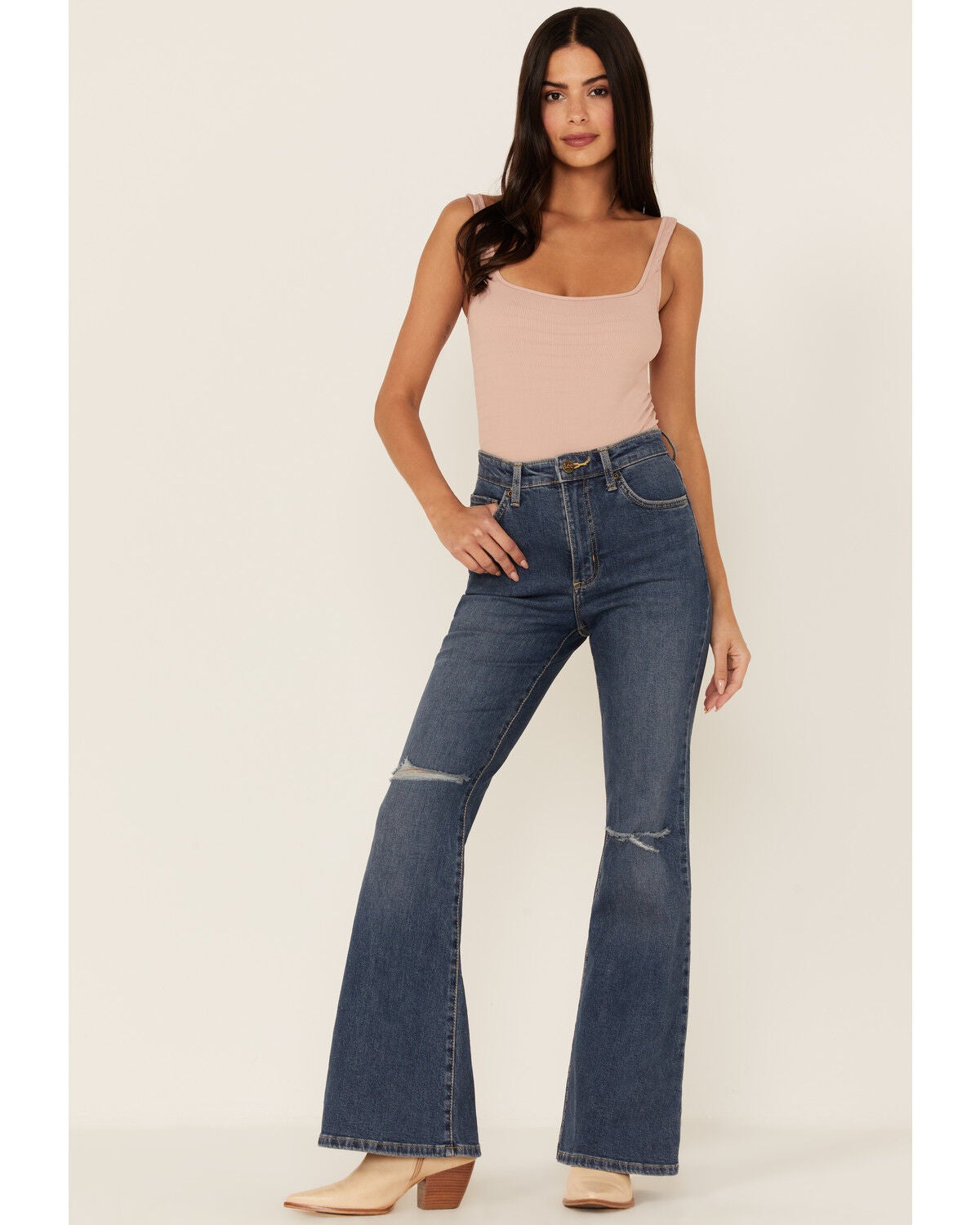 Lee Women's Fast Lane Vintage Modern High Rise Flare Jeans, Blue, hi-res