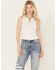 Miss Me Women's Studded Split V Neck Tank, Ivory, hi-res