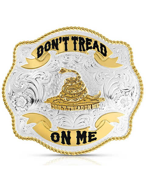 Montana Silversmiths Two-Tone Don't Tread On Me Scalloped Buckle, Silver, hi-res