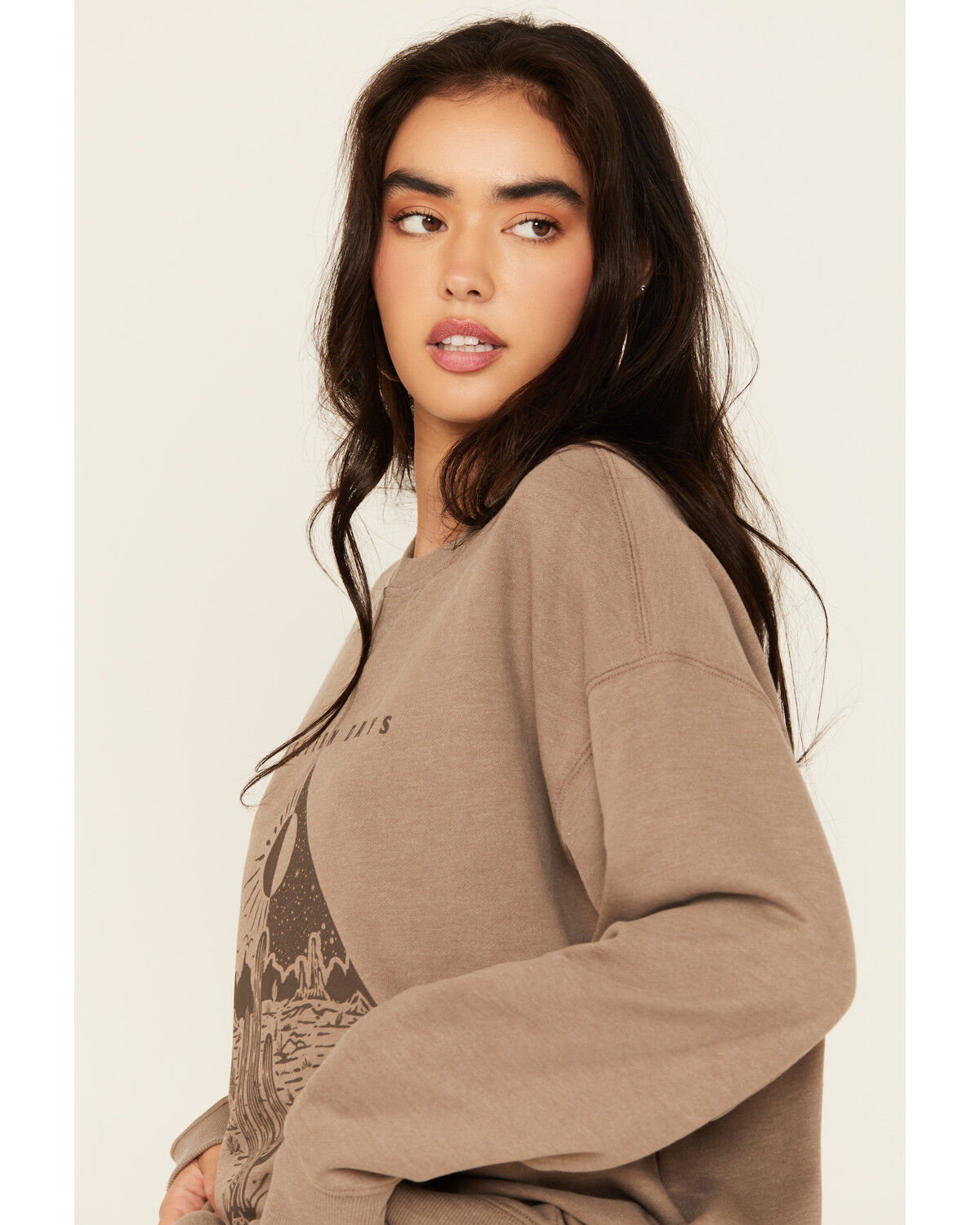 Image #2 - Ariat Women's West Days Graphic Sweatshirt, Tan, hi-res