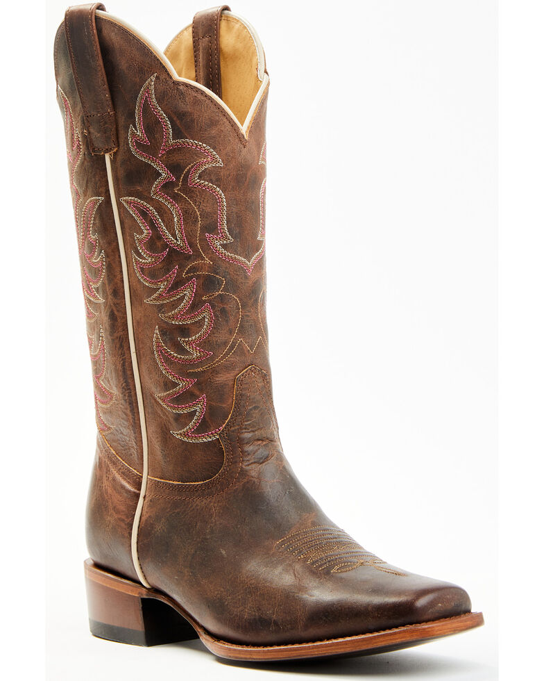 Shyanne Women's Cassidy Spice Combo Leather Western Boots - Square Toe , Brown, hi-res