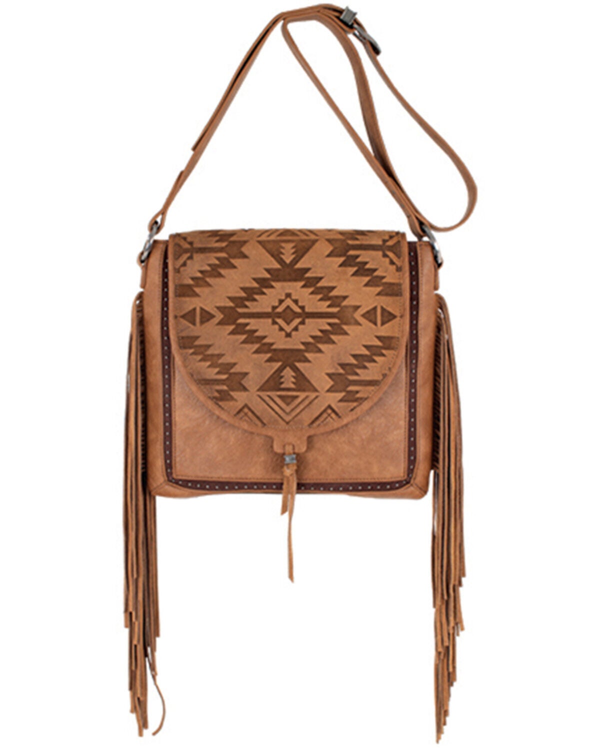 Image #1 - Catchfly Women's Southwestern Embossed Crossbody Bag, Brown, hi-res