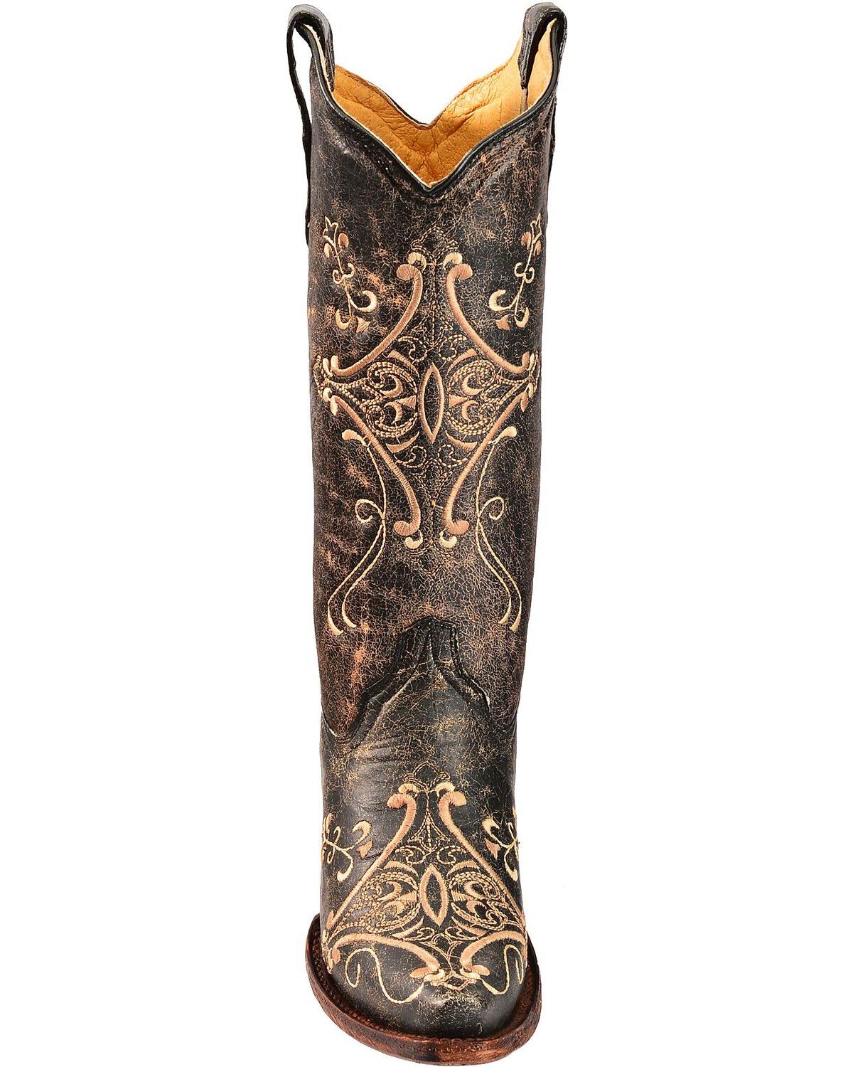 Image #4 - Circle G Women's Crackle Embroidered Western Boots - Snip Toe, Black, hi-res
