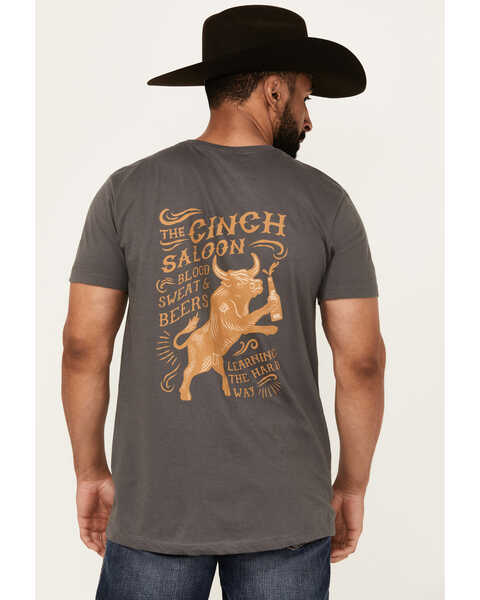 Image #1 - Cinch Men's Boot Barn Exclusive Salon Bronco Short Sleeve Graphic T-Shirt, Charcoal, hi-res